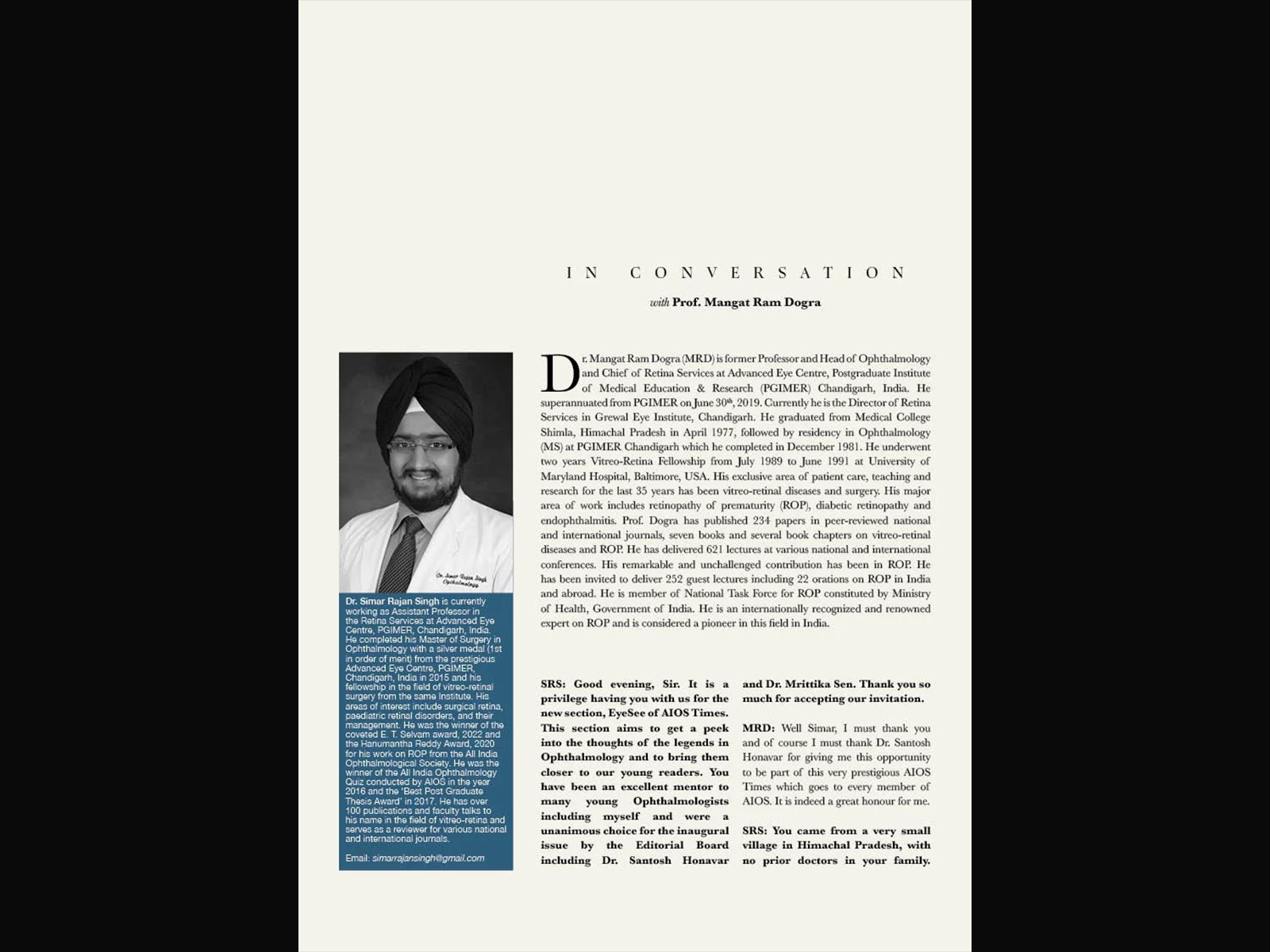 All India Ophthalmological Society — AIOS Times — spread 1